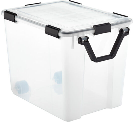 The Container Store 103 qt . Weathertight Tote with Wheels Clear