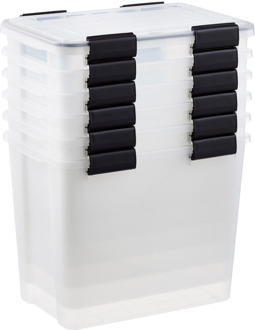 The Container Store Case of 6 36 qt . Weathertight Tote Clear