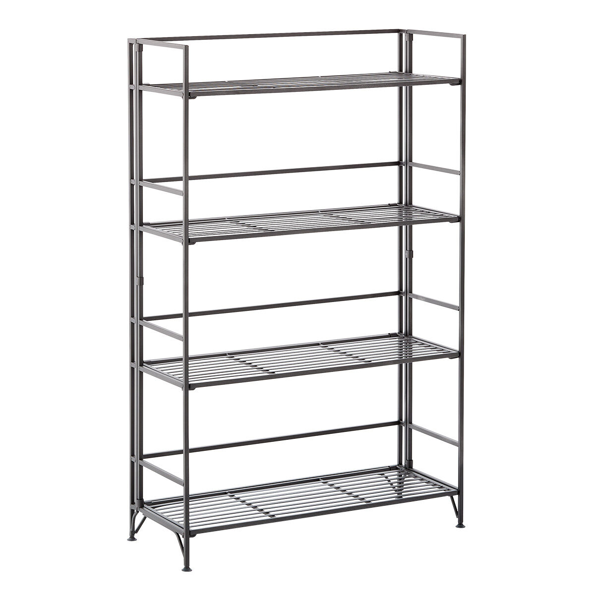 The Container Store 4-Shelf Iron Folding Bookcase Pewter