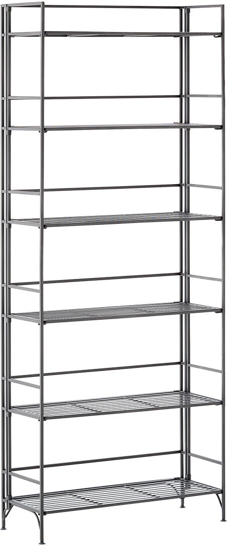 The Container Store 6-Shelf Iron Folding Bookcase Pewter