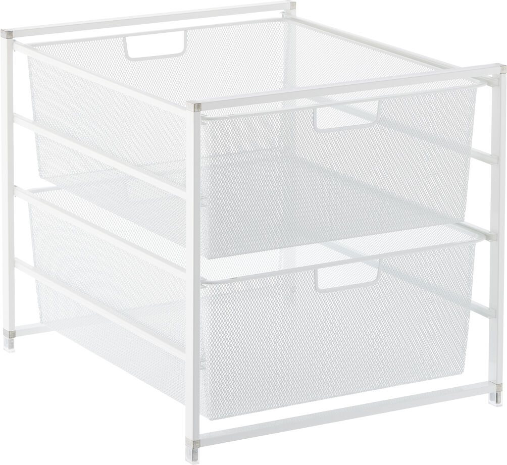 The Container Store Elfa Narrow Mesh 2-Drawer Unit White