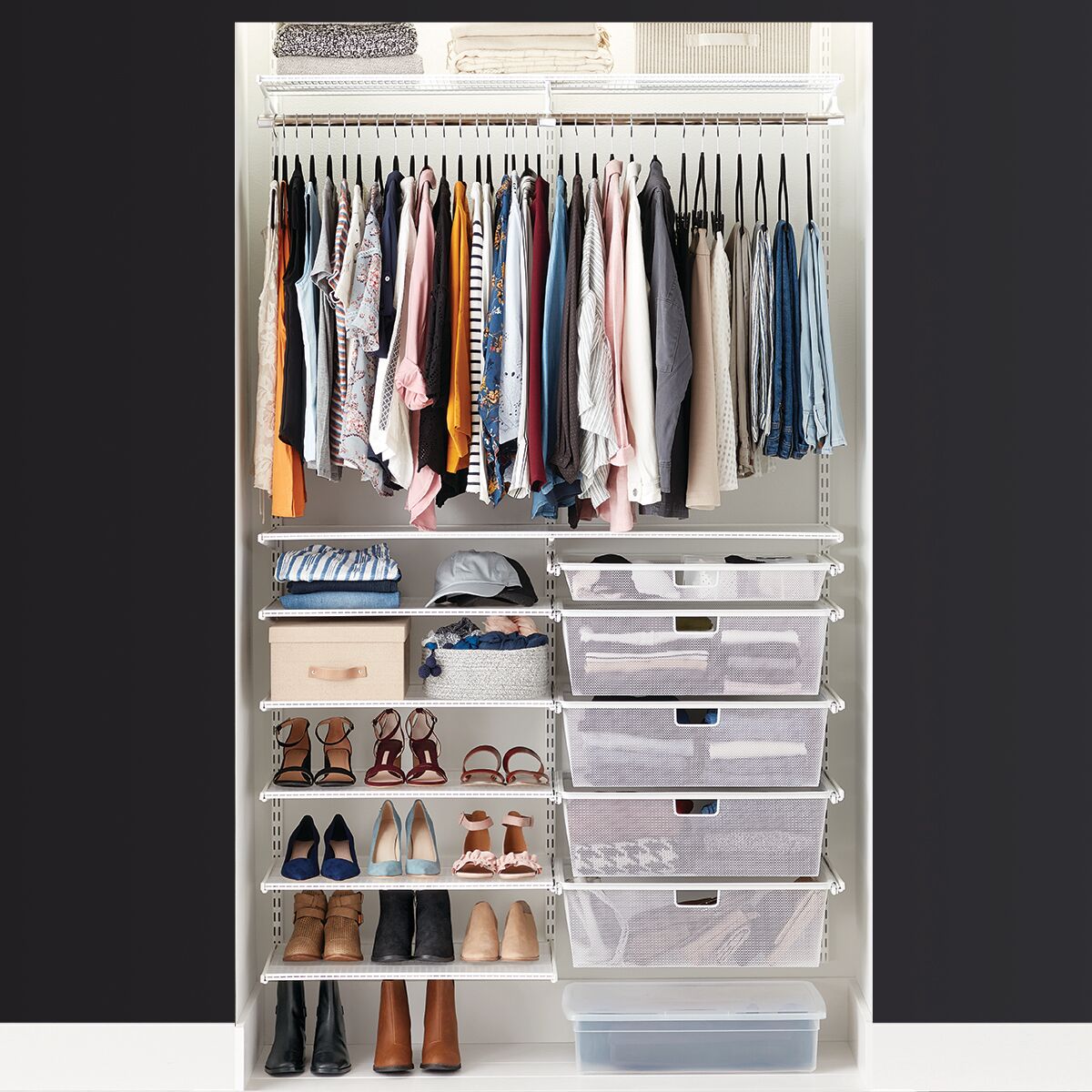 The Container Store Elfa Classic 4' Reach In Closet White