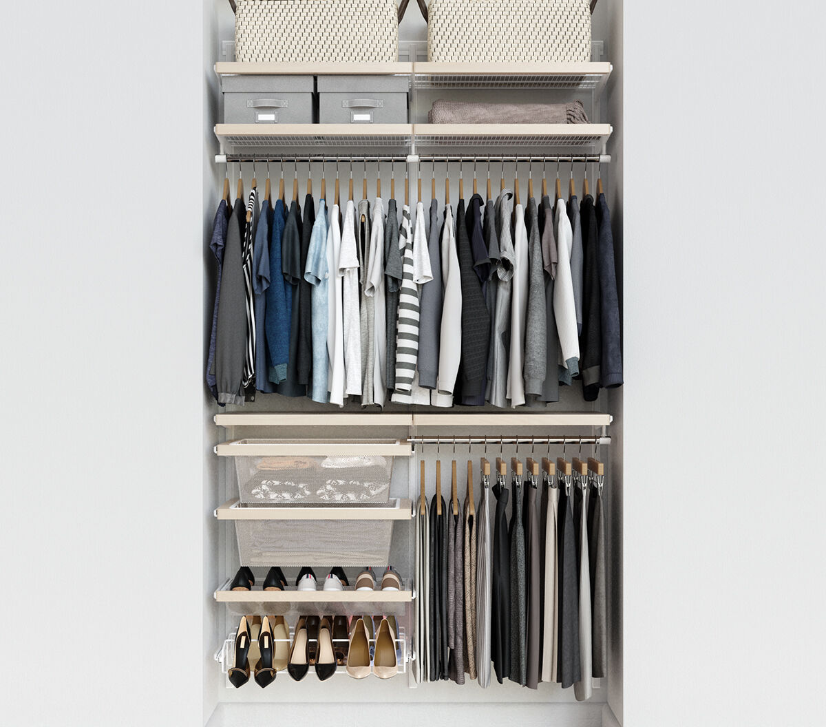 The Container Store Elfa Decor 4' Reach-In Closet White and Birch