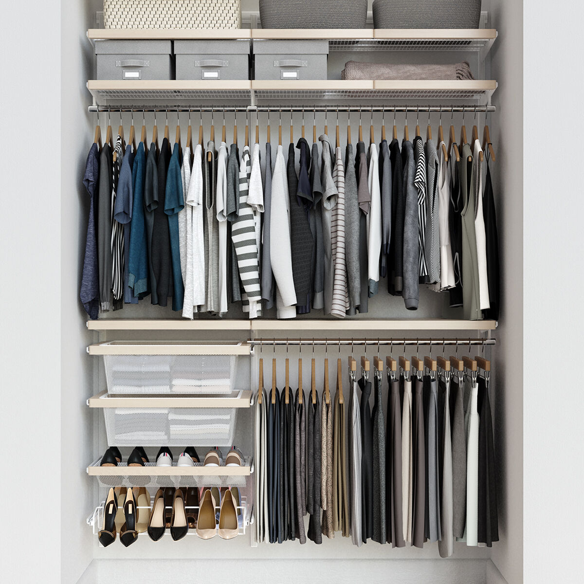 The Container Store Elfa Decor 5' Reach-In Closet White and Birch