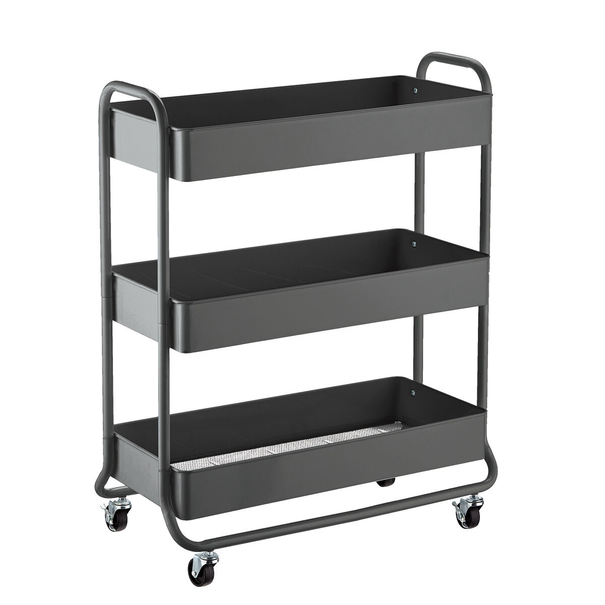 The Container Store Large 3-Tier Rolling Cart Grey