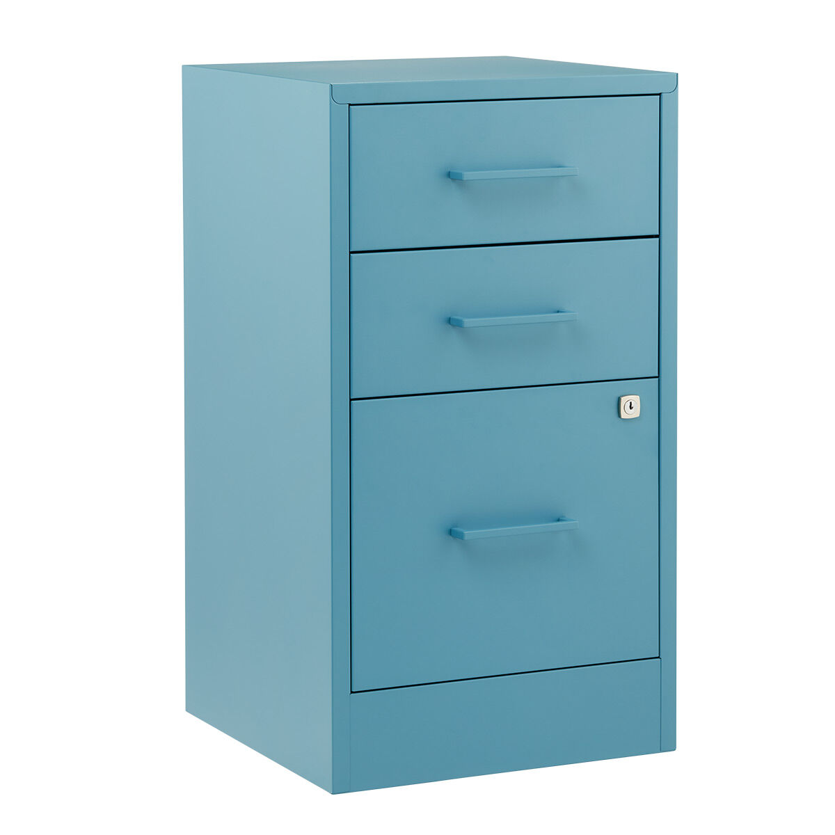 The Container Store 3-Drawer Locking Filing Cabinet Slate Blue
