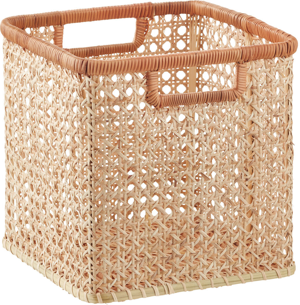 The Container Store Small Albany Rattan Cane Cube Natural