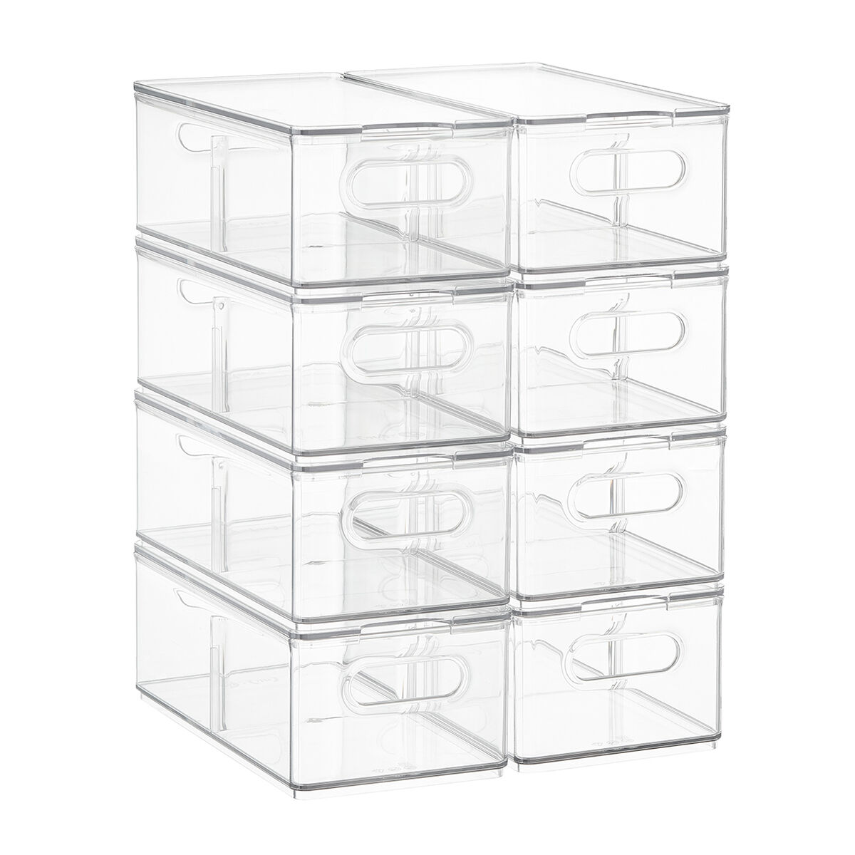 The Container Store Case of 8 T .H .E . Lg Divided Fridge Bin Clear