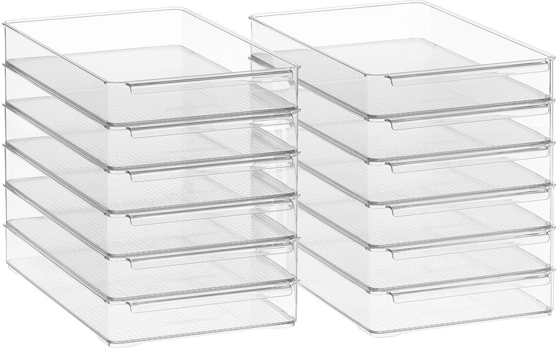 The Everything Organizer Shallow Wide Fridge Bin Clear Set of 12