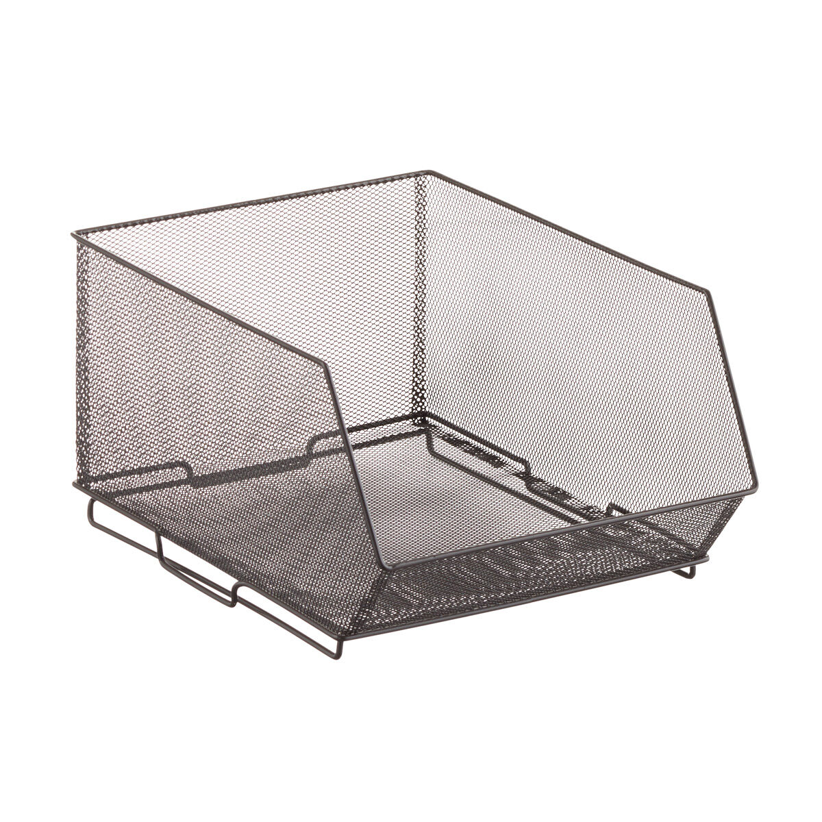 The Container Store Design Ideas Medium Open Front Mesh Stacking Bin Graphite