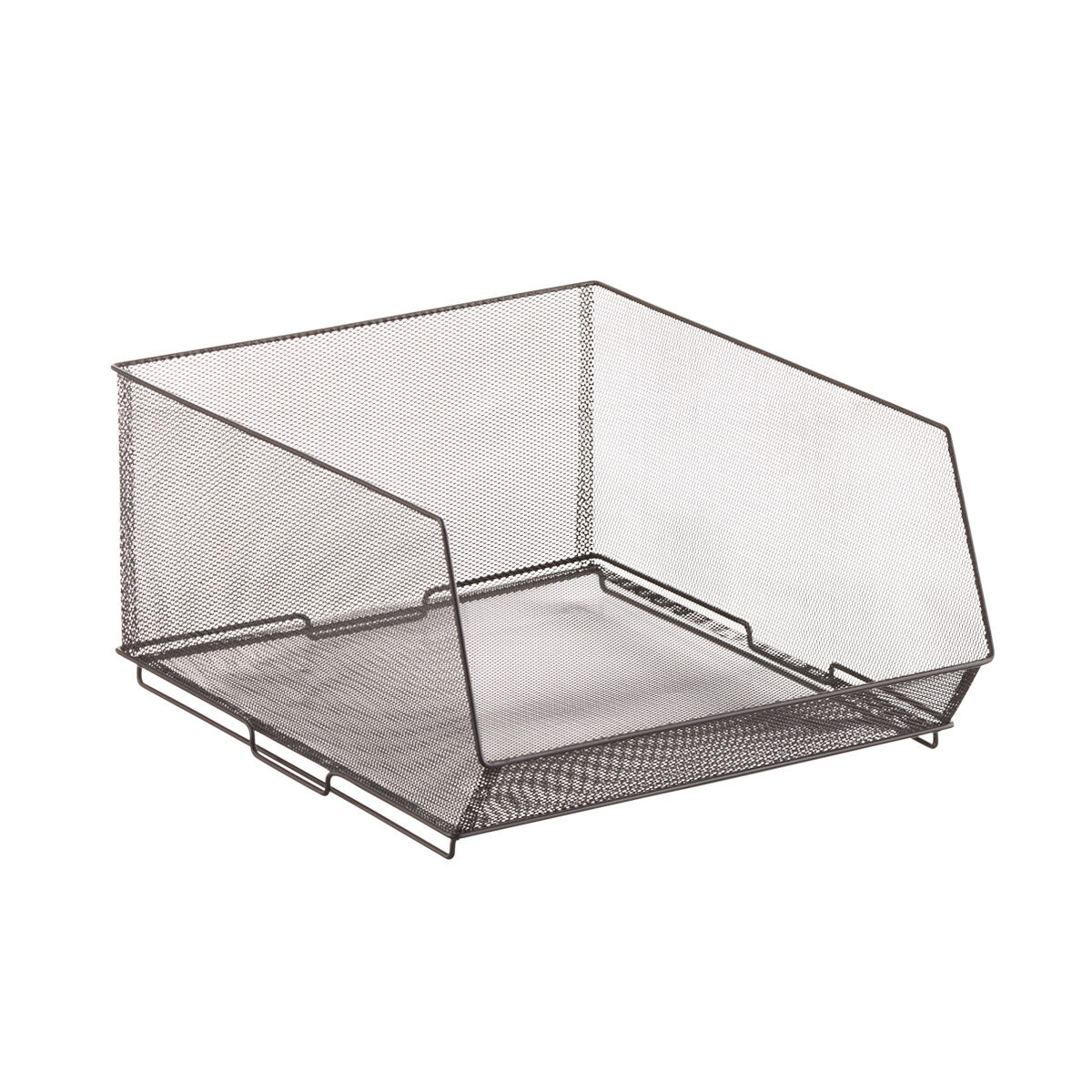 The Container Store Design Ideas Large Open Front Mesh Stacking Bin Graphite