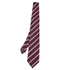 Brioni Purple & Gold Striped Silk Tie  - Gender: male