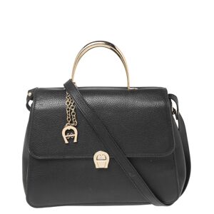 Aigner Black Leather Genoveva M Top Handle Bag  - Gender: female