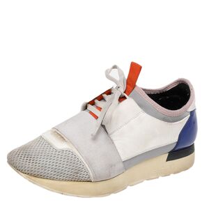 Balenciaga Multicolor Leather And Mesh Race Runner Low Top Sneakers Size 37  - Gender: female