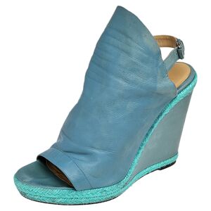 Balenciaga Blue Leather Glove Wedge Sandals Size 41  - Gender: female