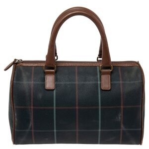 Burberry Blue Coated Canvas and Leather Trim Boston Bag  - Gender: female