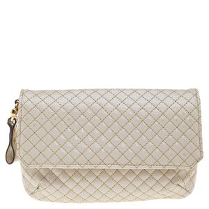 Roberto Cavalli Beige Quilted Patent Leather Clutch  - Gender: female