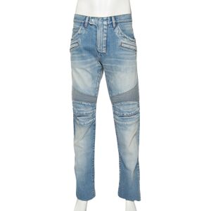 Balmain Blue Denim Ribbed Detailed Slim Fit Biker Jeans XL  - Gender: male