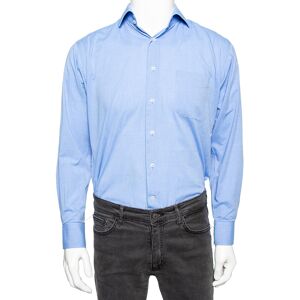 Balmain Blue Cotton Button Front Shirt S  - Gender: male