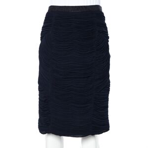 Burberry Navy Blue Chiffon Paneled Ruched Pencil Skirt M  - Gender: female