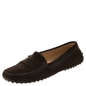 Tod's Dark Brown Suede Penny Slip On Loafers Size 39  - Gender: female