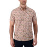 Report Collection Men's Modern Fit Surfboard & Palm Tree Performance 4-Way Stretch Short Sleeve Sport Shirt Rose - Size: Large - Rose - male