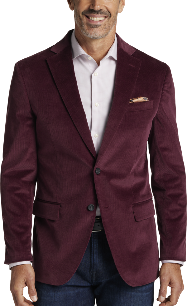 Pronto Uomo Big & Tall Men's Modern Fit Notch Lapel Corduroy Sport Coat Burgundy Corduory - Size: 60 Long - Only Available at Men's Wearhouse - Burgundy Corduory - male