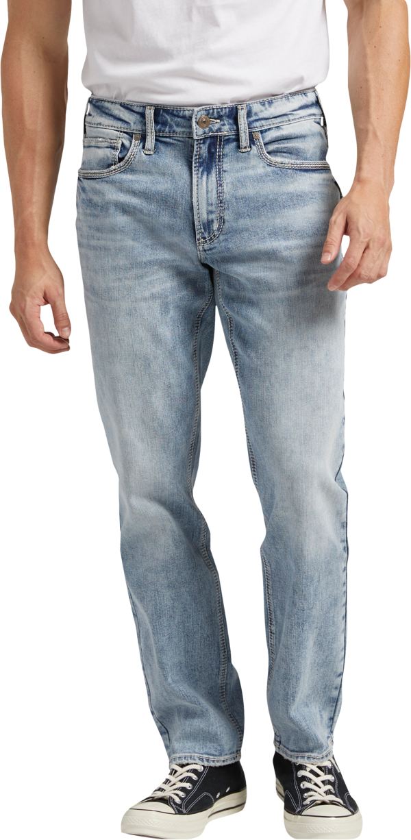 Silver Jeans Men's Eddie Athletic Fit Tapered Jeans Light Wash - Size: 34W x 34L - Light Wash - male