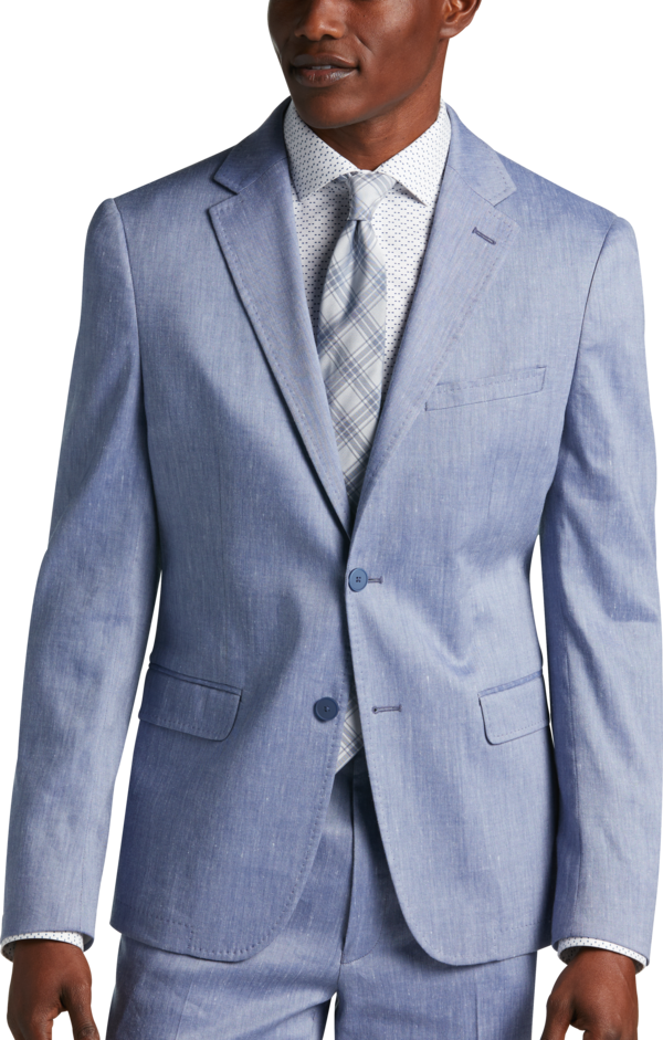 Calvin Klein Slim Fit Linen-Blend Men's Suit Separates Jacket Lt Blue Twill - Size: 38 Regular - Lt Blue Twill - male