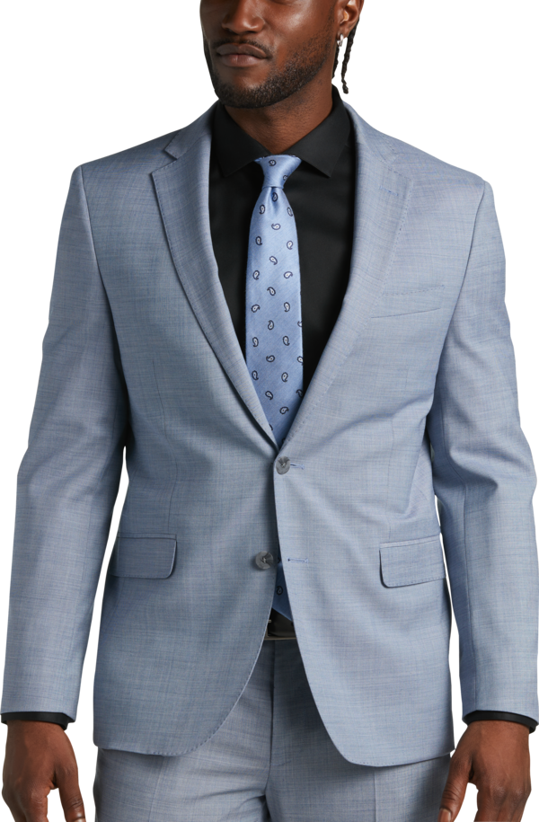 JOE Joseph Abboud Big & Tall Slim Fit Men's Suit Separates Jacket Lt Blue Sharkskin - Size: 60 Long - Lt Blue Sharkskin - male