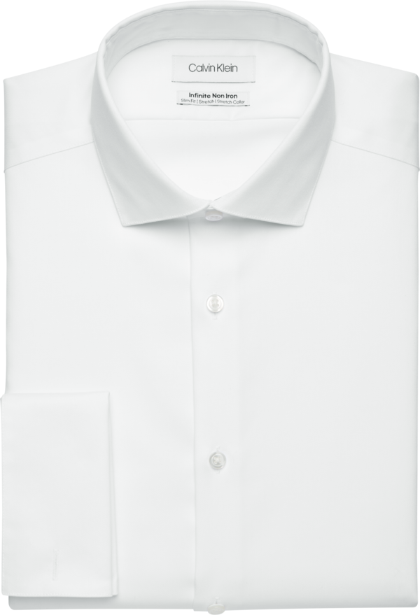 Calvin Klein Men's Infinite Non-Iron Slim Fit Stretch Collar French Cuff Dress Shirt White Solid - Size: 14 1/2 32/33 - White Solid - male