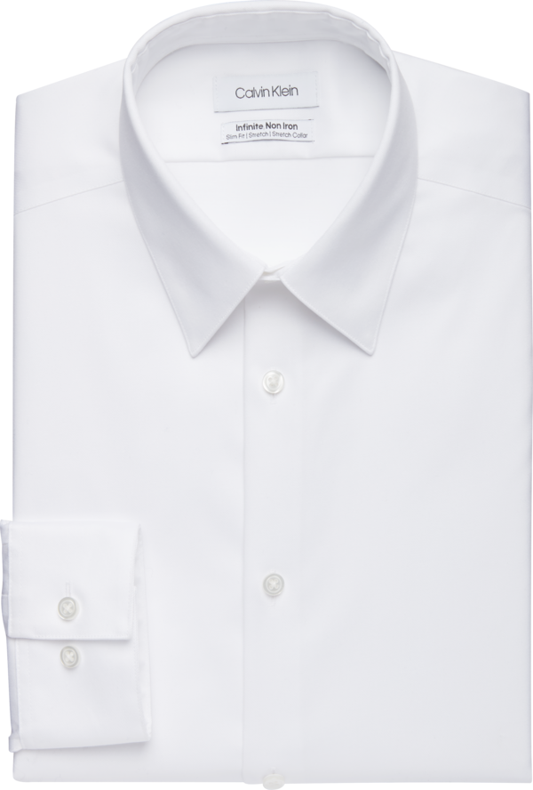 Calvin Klein Men's Infinite Non-Iron Slim Fit Stretch Collar Dress Shirt White - Size: 14 1/2 32/33 - White - male