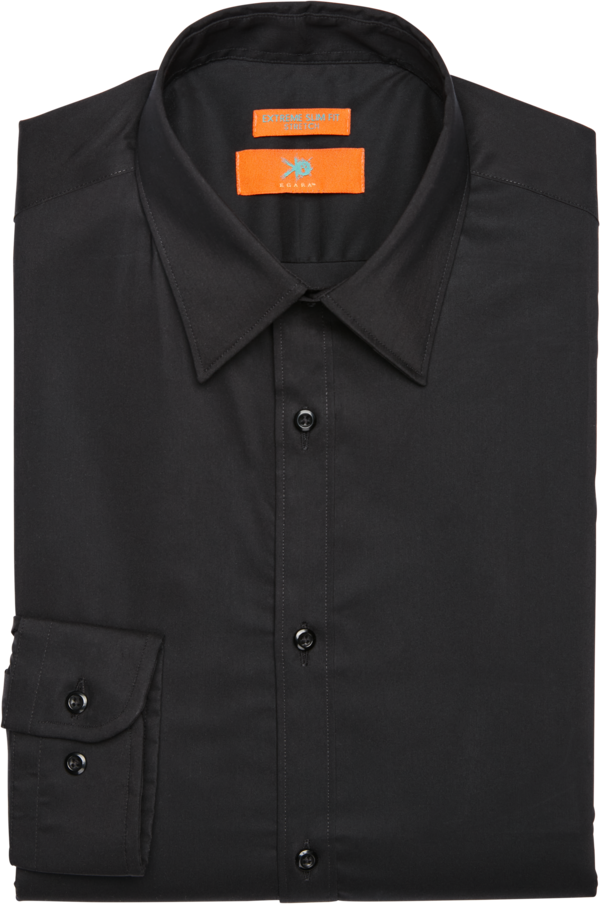 Egara Men's Skinny Fit Dress Shirt Formal Black - Size: 17 32/33 - Formal Black - male