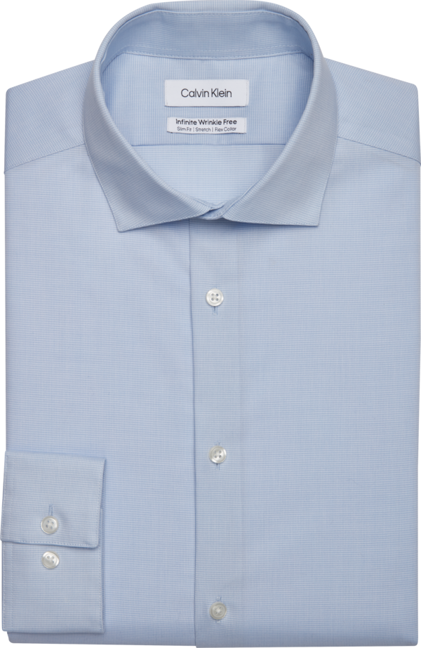 Calvin Klein Men's Infinite Wrinkle Free Slim Fit Stretch Collar Dress Shirt Sapphire - Size: 14 1/2 32/33 - Sapphire - male