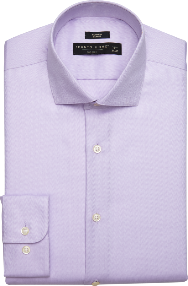 Pronto Uomo Men's Slim Fit Spread Collar Dress Shirt Lavender Stripe - Size: 17 1/2 34/35 - Only Available at Men's Wearhouse - Lavender Stripe - male