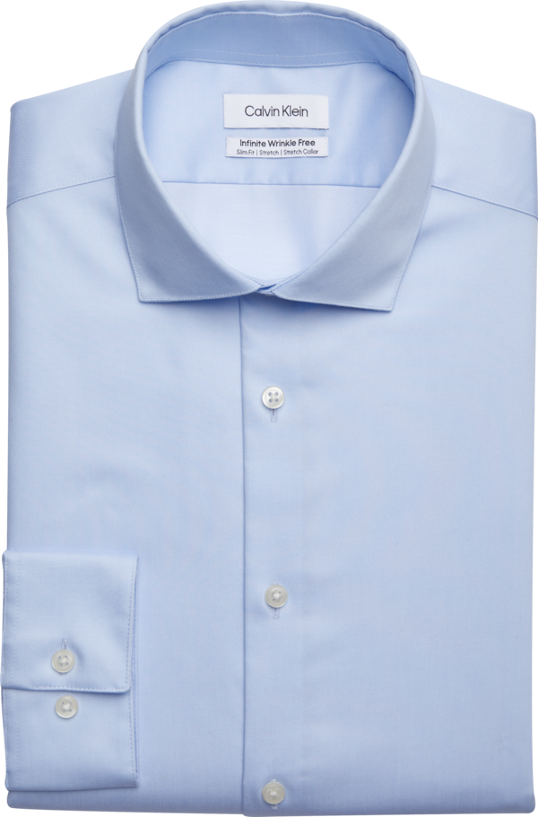 Calvin Klein Men's Slim Fit Spread Collar Twill Dress Shirt Sky Blue - Size: 14 1/2 32/33 - Sky Blue - male