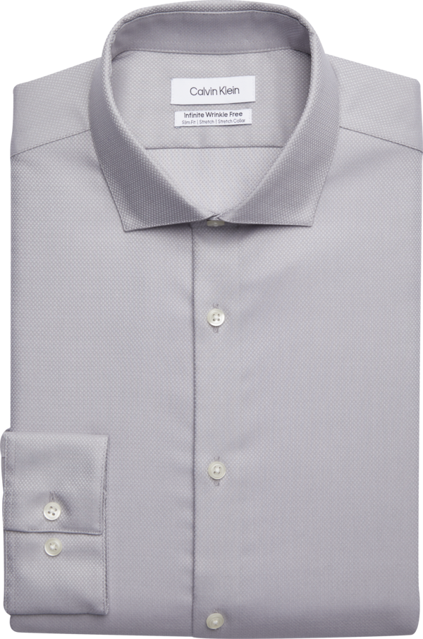 Calvin Klein Men's Slim Fit Stretch Collar Dress Shirt Gray Check - Size: 14 1/2 32/33 - Gray Check - male