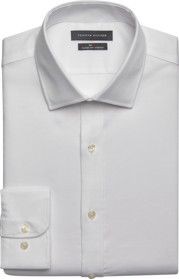 Tommy Hilfiger Big & Tall Men's Flex Classic Fit Dress Shirt White Solid - Size: 20 34/35 - White Solid - male