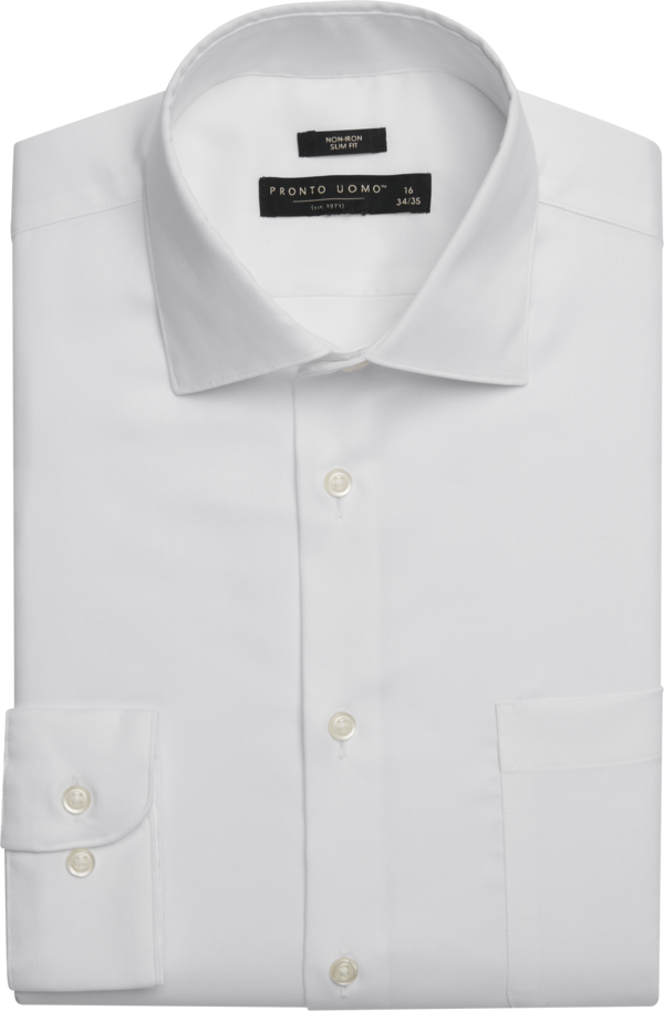 Pronto Uomo Big & Tall Men's Slim Fit Spread Collar Dress Shirt White - Size: 19 36/37 - Only Available at Men's Wearhouse - White - male