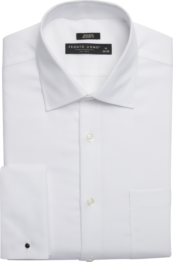 Pronto Uomo Big & Tall Men's Modern Fit French Cuff Dress Shirt White Solid - Size: 17 36/37 - Only Available at Men's Wearhouse - White Solid - male