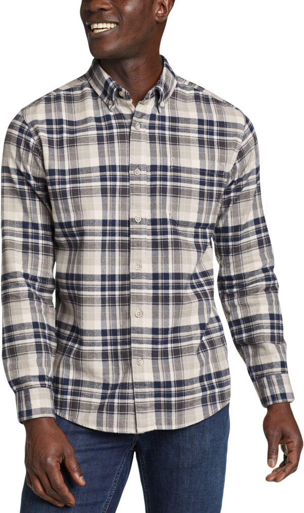 Eddie Bauer Men's Classic Fit Plaid Flannel Sport Shirt Med Grey - Size: XL - Med Grey - male