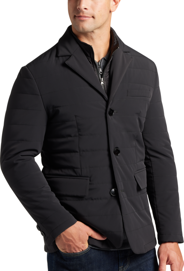 Awearness Kenneth Cole Men's Modern Fit Quilted Blazer Black - Size: XL - Black - male