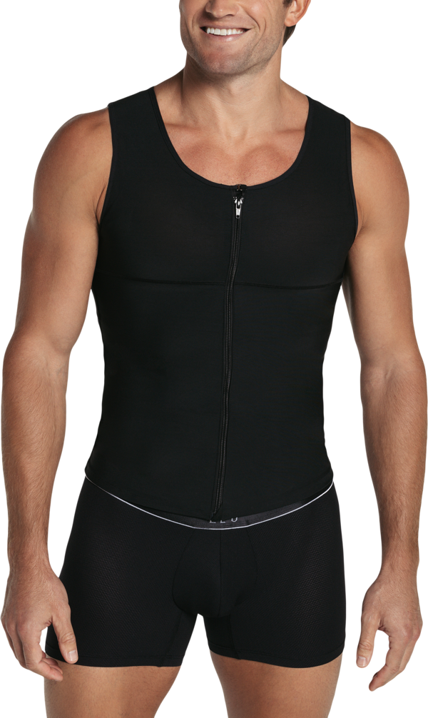 Leo By Leonisa Men's Body Shaper Vest with Back Support Black - Size: Medium - Black - male