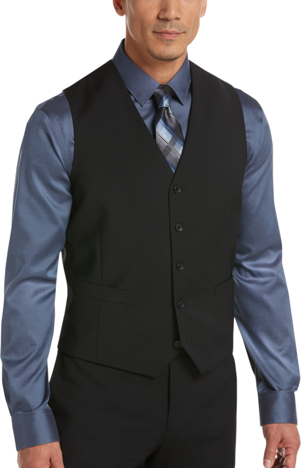 Awearness Kenneth Cole Big & Tall Men's Suit Separates Vest Black Solid - Size: 5XLT - Black - male