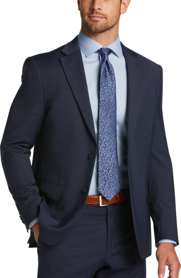 Tommy Hilfiger Modern Fit Men's Suit Separates Jacket Blue Sharkskin - Size: 42 Long - Blue - male