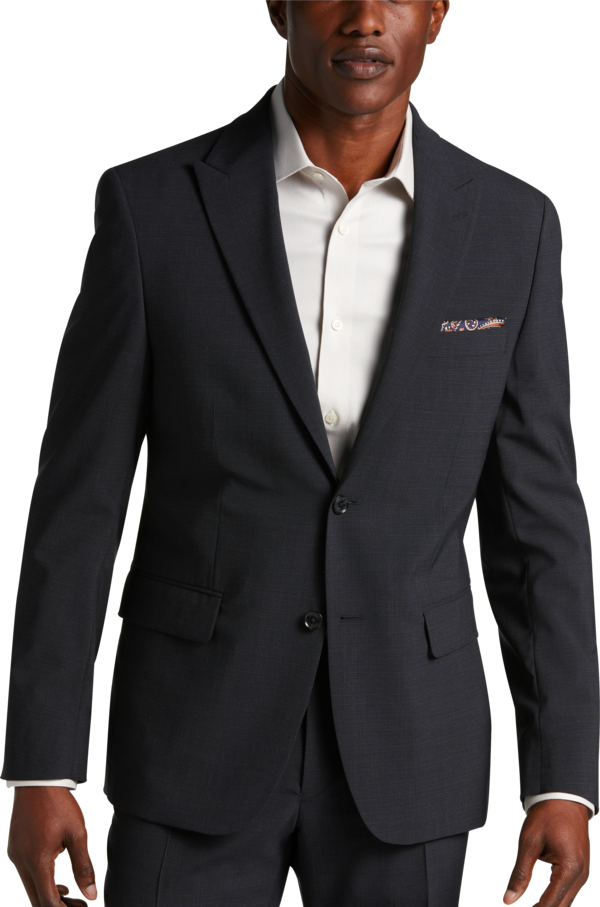 Tommy Hilfiger Modern Fit Men's Suit Separates Jacket Navy Check - Size: 40 Long - Navy Check - male