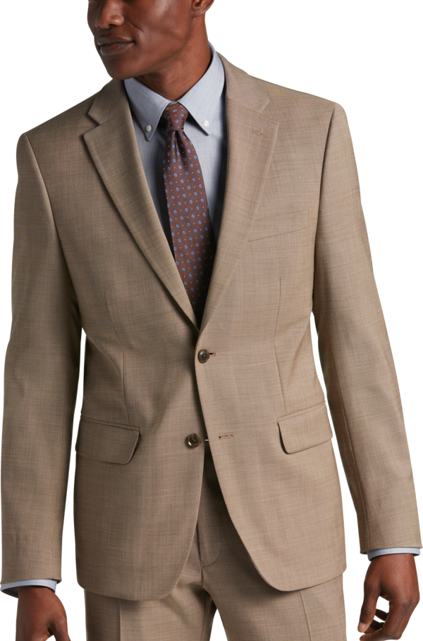 Tommy Hilfiger Modern Fit Men's Suit Separates Jacket Tan Sharkskin - Size: 40 Short - Tan - male