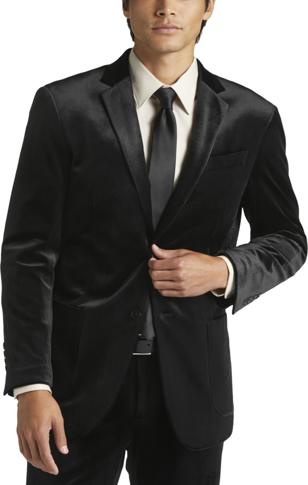 Egara Skinny Fit Corduroy Men's Suit Separates Jacket Black Corduroy - Size: 36 Short - Black Corduroy - male