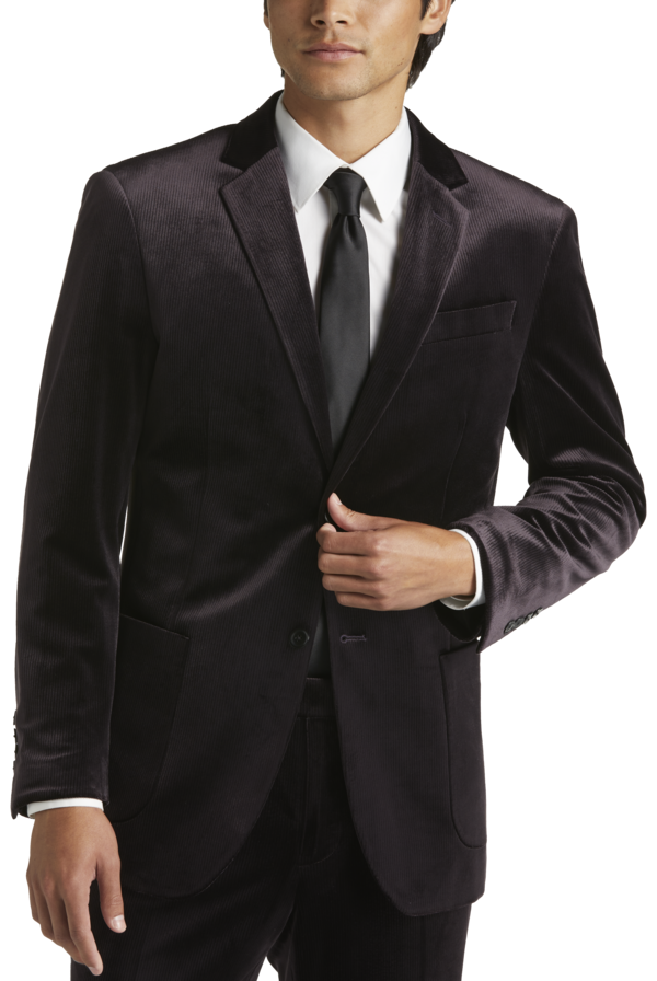 Egara Skinny Fit Men's Suit Separates Corduroy Jacket Purple Corduroy - Size: 44 Short - Plum Corduroy - male