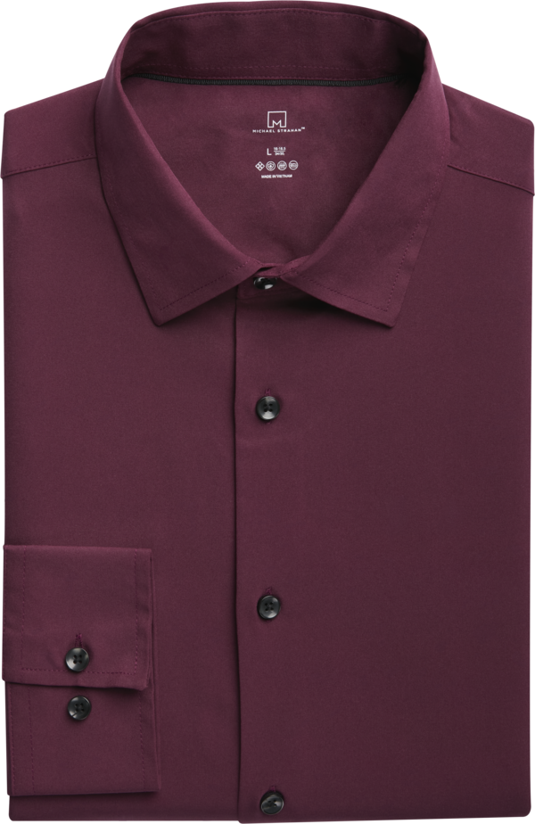 Collection by Michael Strahan Men's Michael Strahan Modern Fit Spread Collar Dress Shirt Wine Solid - Size S 32/33 - Wine Solid - male
